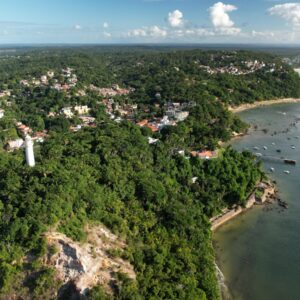An aerial view of a small island in the middle of the ocean
